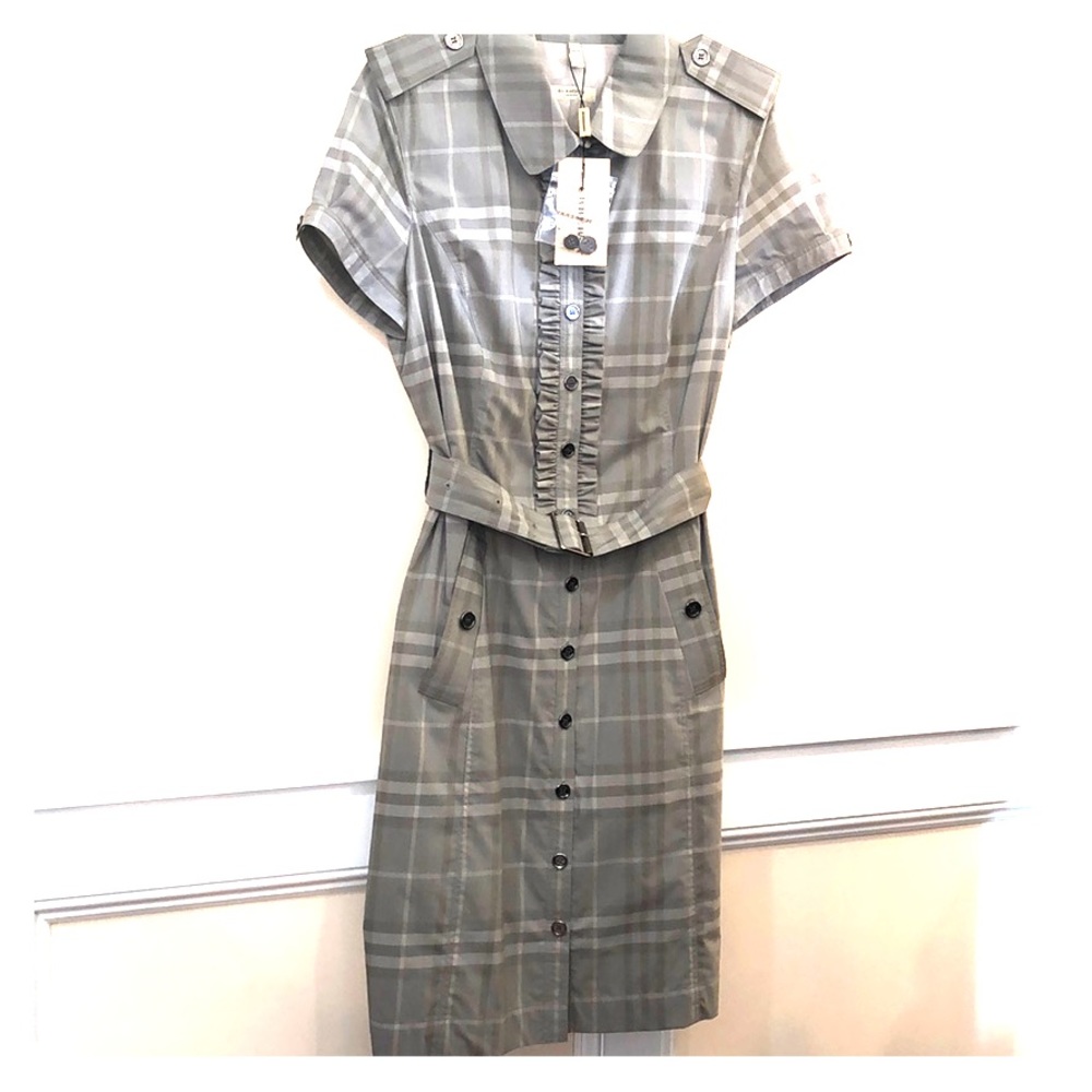 NWT Burberry short sleeve shirt dress with belt 12